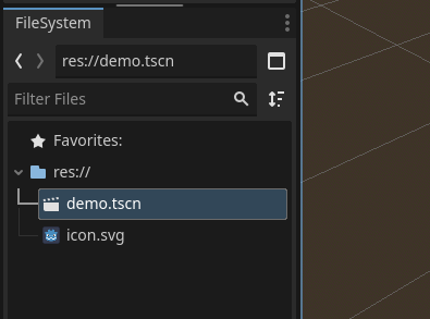 Demo scene in filesystem panel